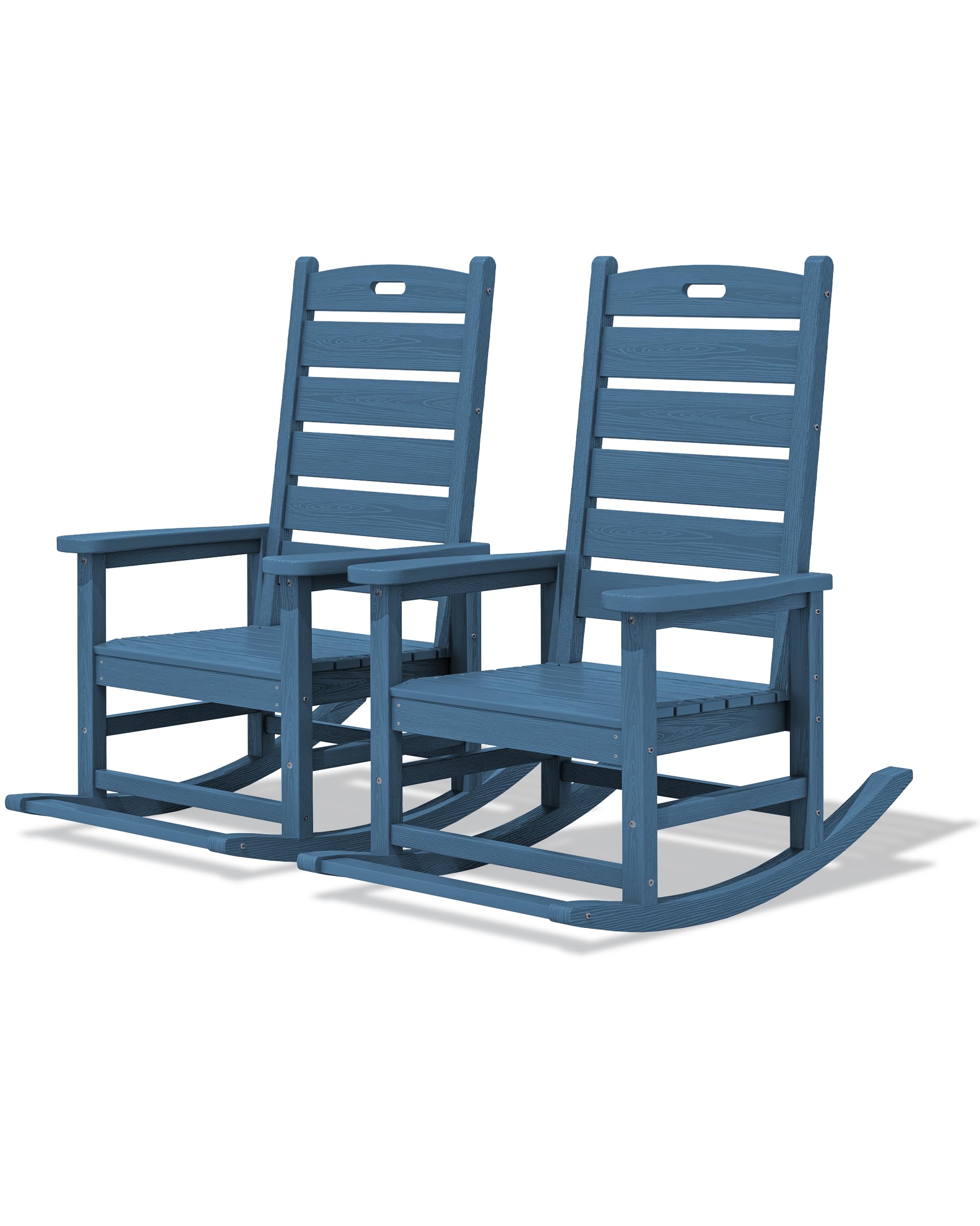 SERWALL Outdoor Rocking Chair Set of 2, Oversized Rocking Chair with Footboard for Adults, HDPE All Weather Resistant Rocking Chairs for Patio, 350lbs Weight Capacity, Gray