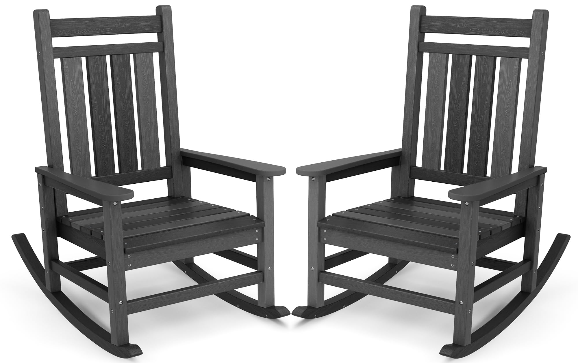 SERWALL Oversized Outdoor Rocking Chair Set of 2, HDPE Rocker for Adults, Patio Rocking Chairs for Porch, Blue