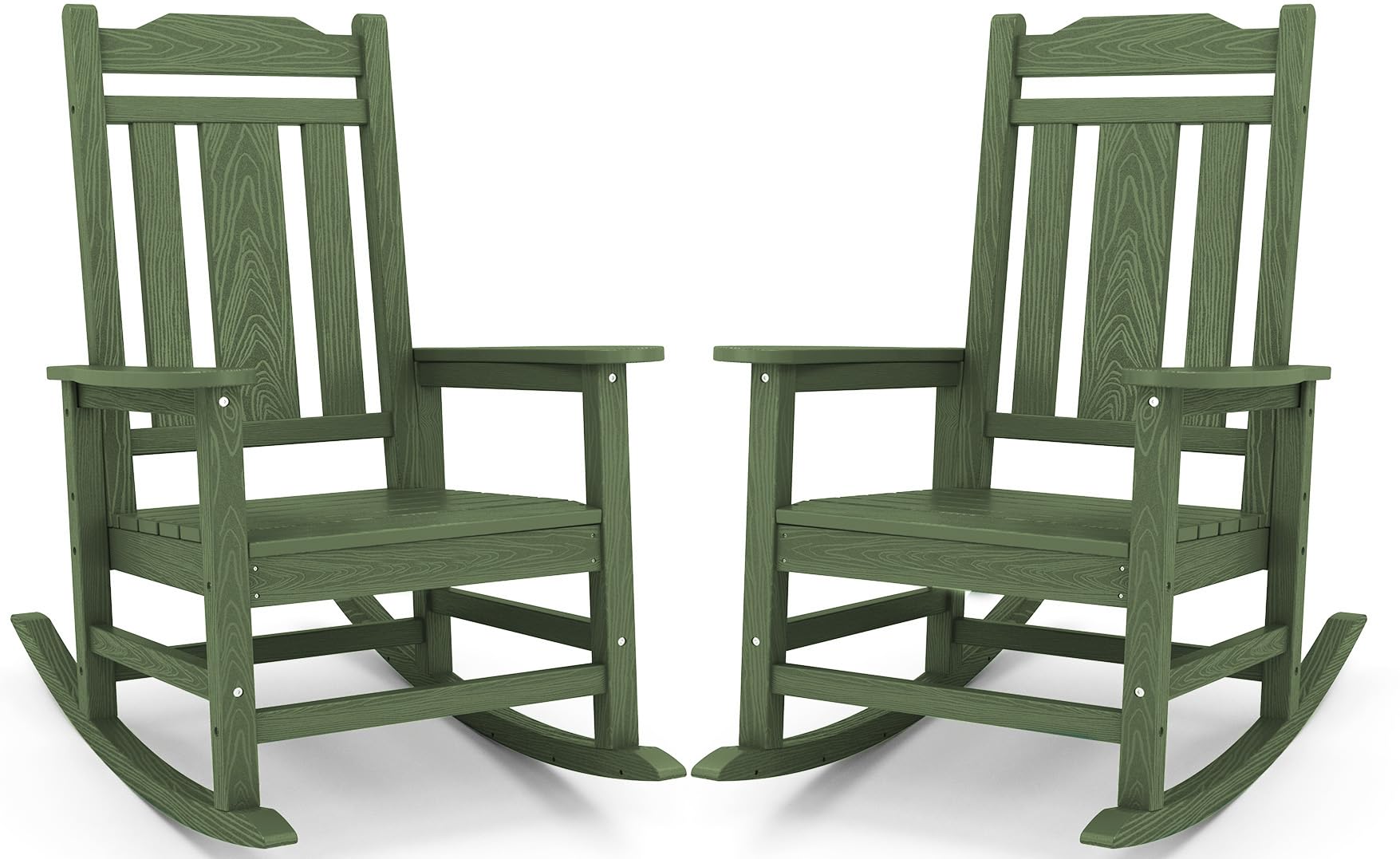 SERWALL Black Outdoor Rocking Chair Set of 2, All Weather Patio Rocking Chair, HDPE Poly Rocking Chair for Adults, Heavy Duty Front Porch Rocker