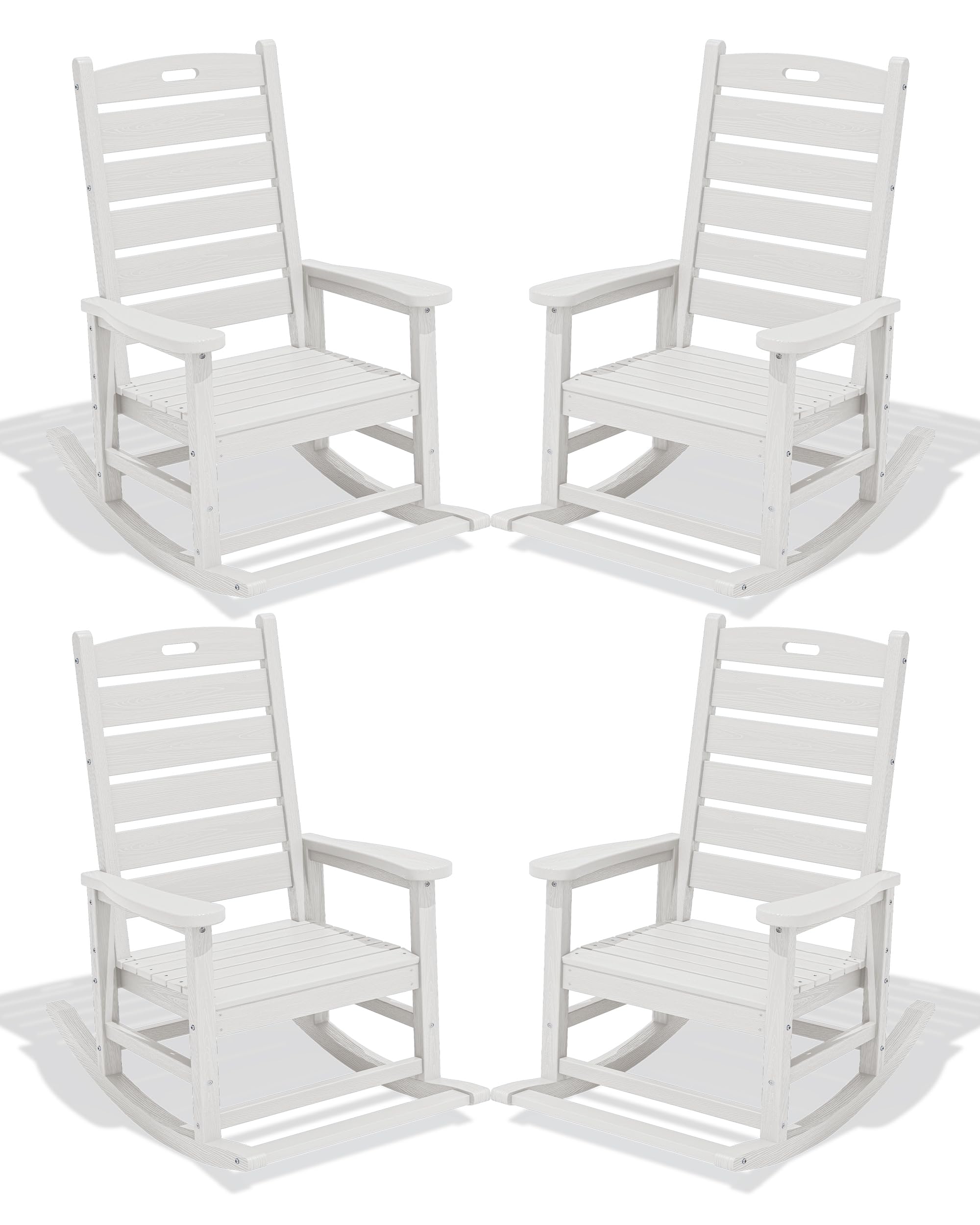 SERWALL Outdoor Rocking Chair Set of 2, Oversized Rocking Chair with Footboard for Adults, HDPE All Weather Resistant Rocking Chairs for Patio, 350lbs Weight Capacity, Gray