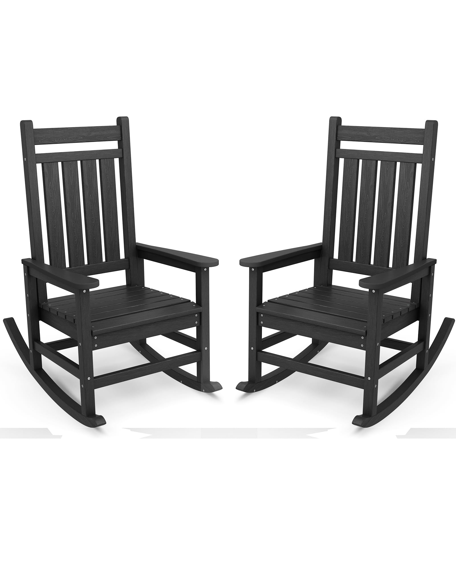 SERWALL Oversized Outdoor Rocking Chair Set of 2, HDPE Rocker for Adults, Patio Rocking Chairs for Porch, Blue