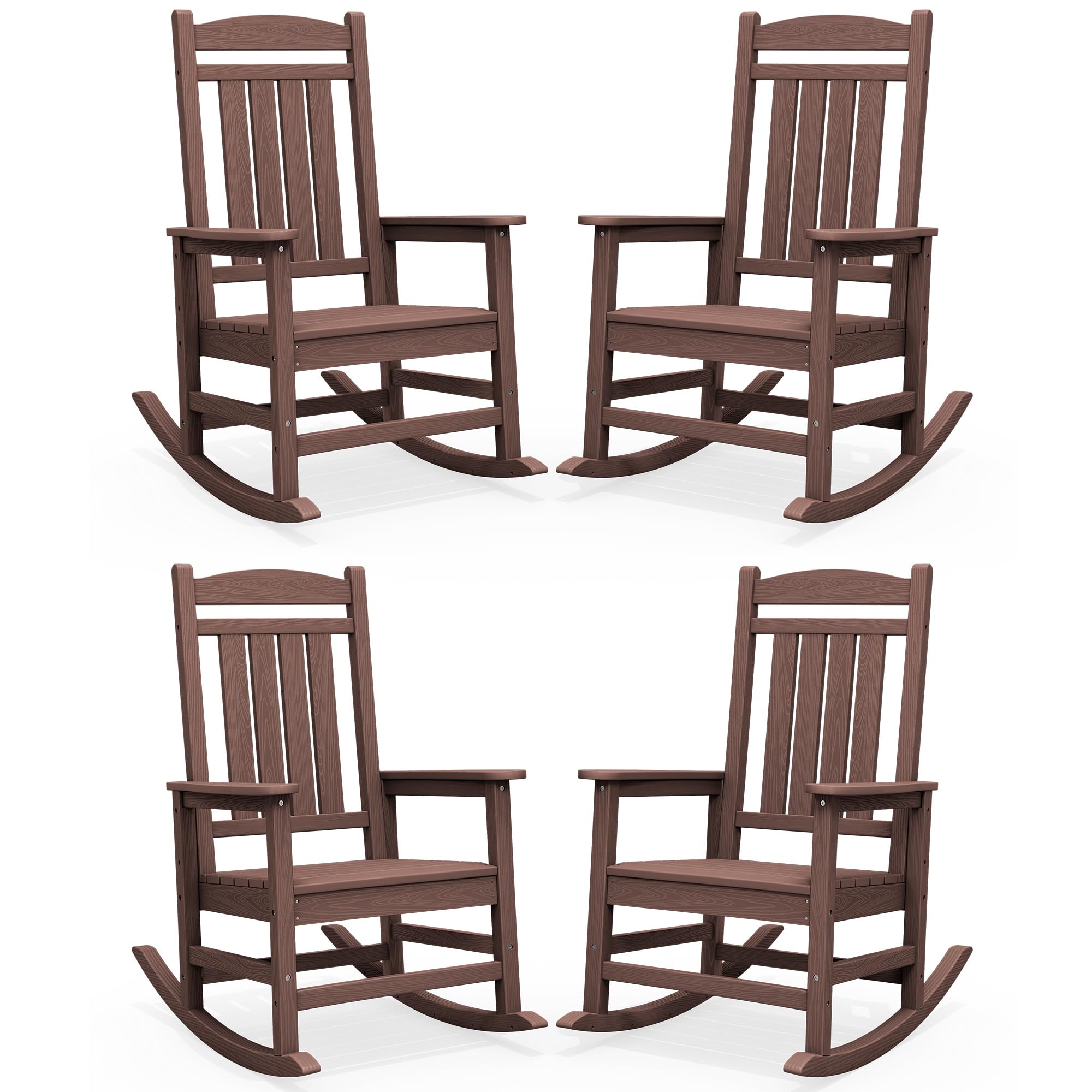 SERWALL Oversized Outdoor Rocking Chairs Set of 2, Oversized HDPE Porch Rockers for Adults, All-Weather Composite Patio Rocking Chairs, White