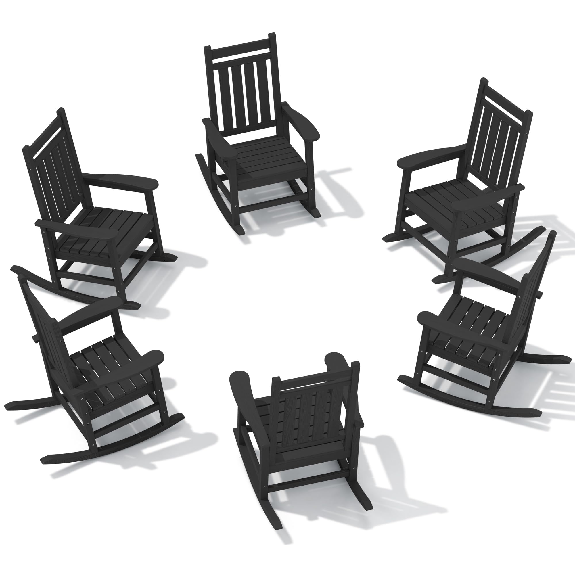SERWALL Oversized Outdoor Rocking Chair Set of 2, HDPE Rocker for Adults, Patio Rocking Chairs for Porch, Blue