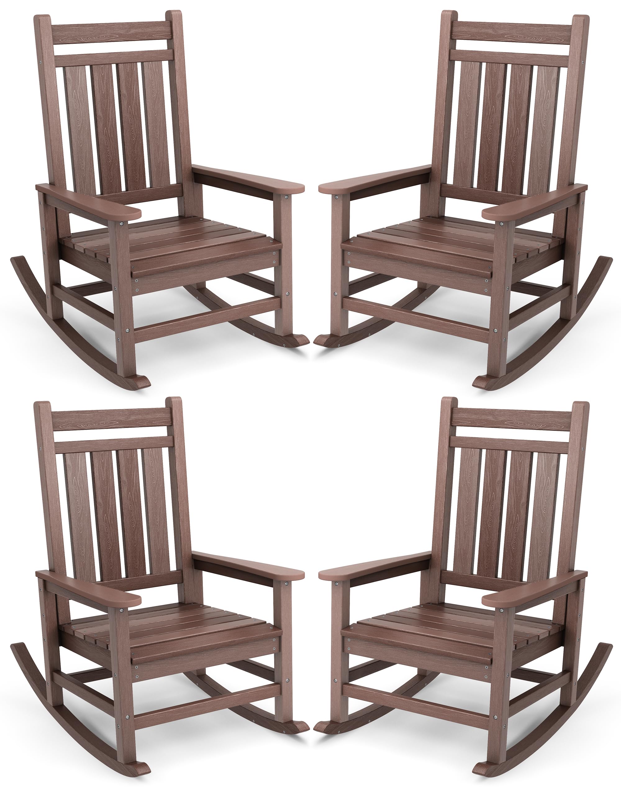 SERWALL Oversized Outdoor Rocking Chair Set of 2, HDPE Rocker for Adults, Patio Rocking Chairs for Porch, Blue