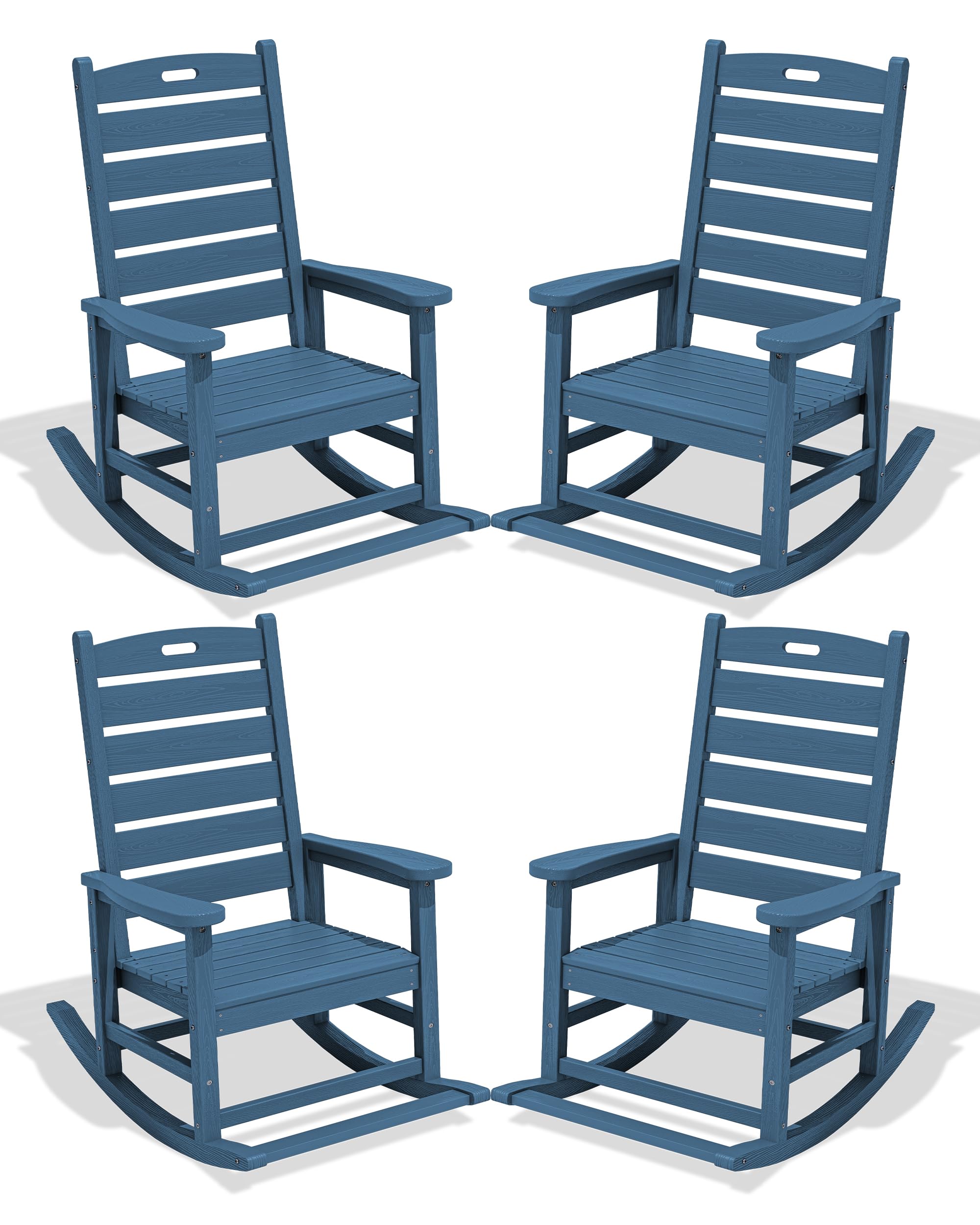 SERWALL Outdoor Rocking Chair Set of 2, Oversized Rocking Chair with Footboard for Adults, HDPE All Weather Resistant Rocking Chairs for Patio, 350lbs Weight Capacity, Gray