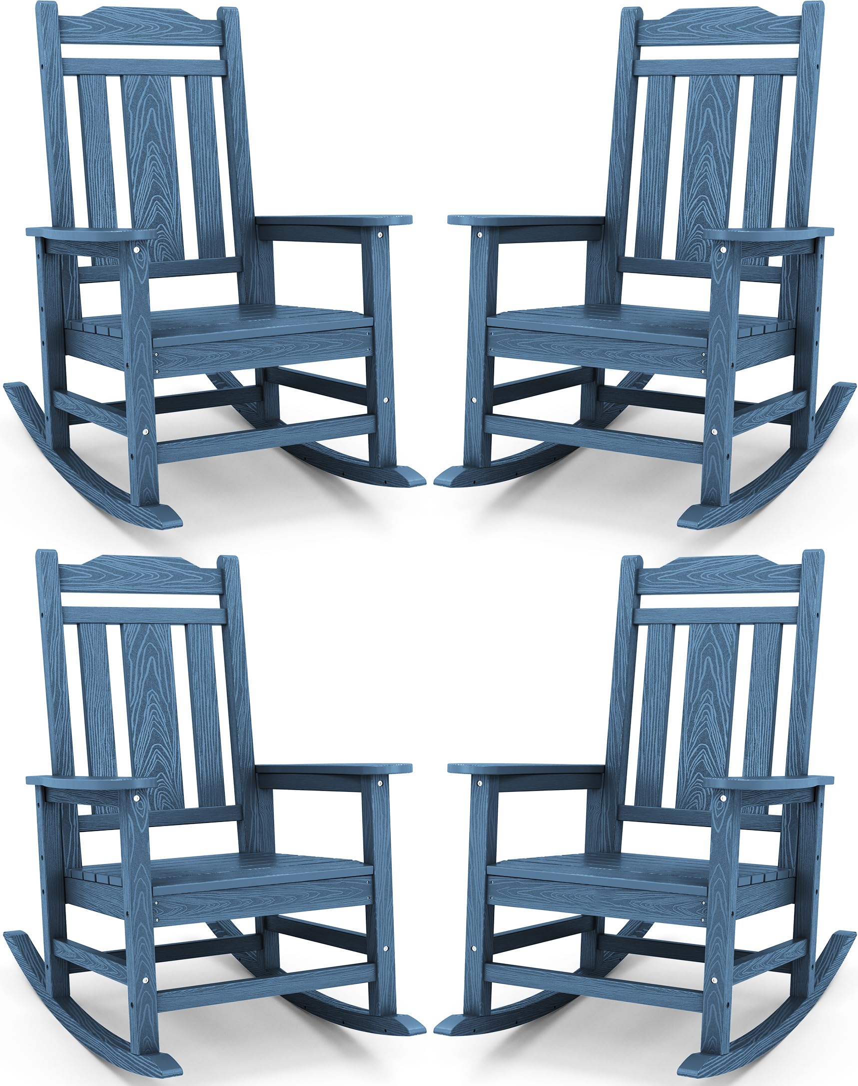 SERWALL Black Outdoor Rocking Chair Set of 2, All Weather Patio Rocking Chair, HDPE Poly Rocking Chair for Adults, Heavy Duty Front Porch Rocker