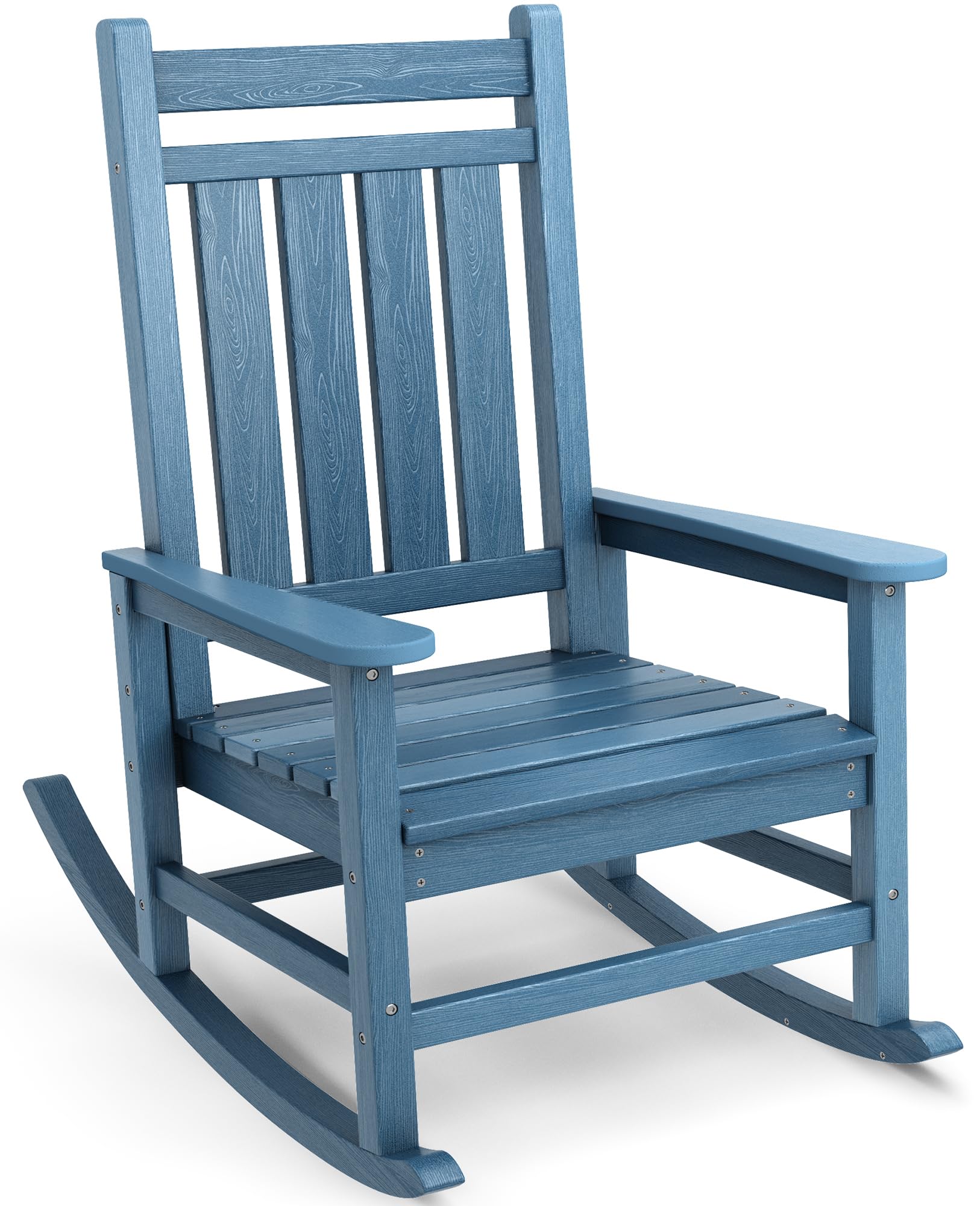 SERWALL Oversized Outdoor Rocking Chair Set of 2, HDPE Rocker for Adults, Patio Rocking Chairs for Porch, Blue
