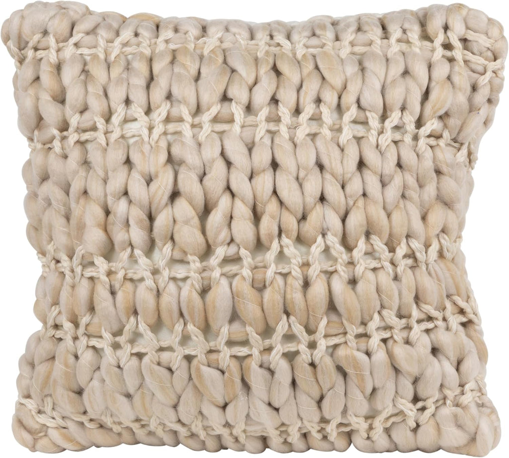 Northlight 16" Khaki Jumbo Knit Square Throw Pillow with Velvet Back