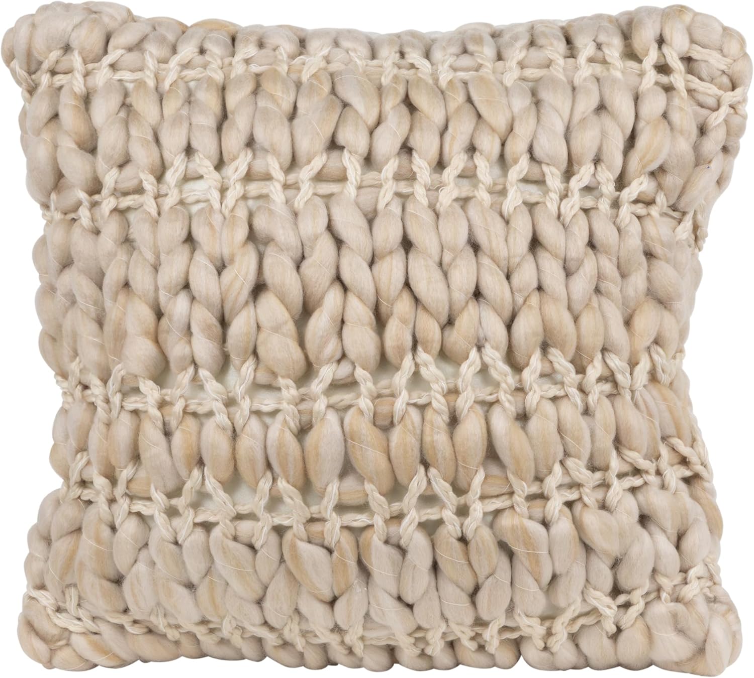 Northlight 16" Khaki Jumbo Knit Square Throw Pillow with Velvet Back