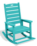 SERWALL Outdoor Rocking Chair Set of 2, Oversized Rocking Chair with Footboard for Adults, HDPE All Weather Resistant Rocking Chairs for Patio, 350lbs Weight Capacity, Gray