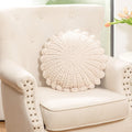 Knitted Throw Pillow Round Couch Pillow Handmade Decorative Plush Pillow Cute Cushion (Beige, 18inch)