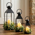 Black Set of 3 Decorative Metal Farmhouse Lanterns 12"/15.7"/20" Indoor Outdoor Porch Wedding Centerpiece Without Candles