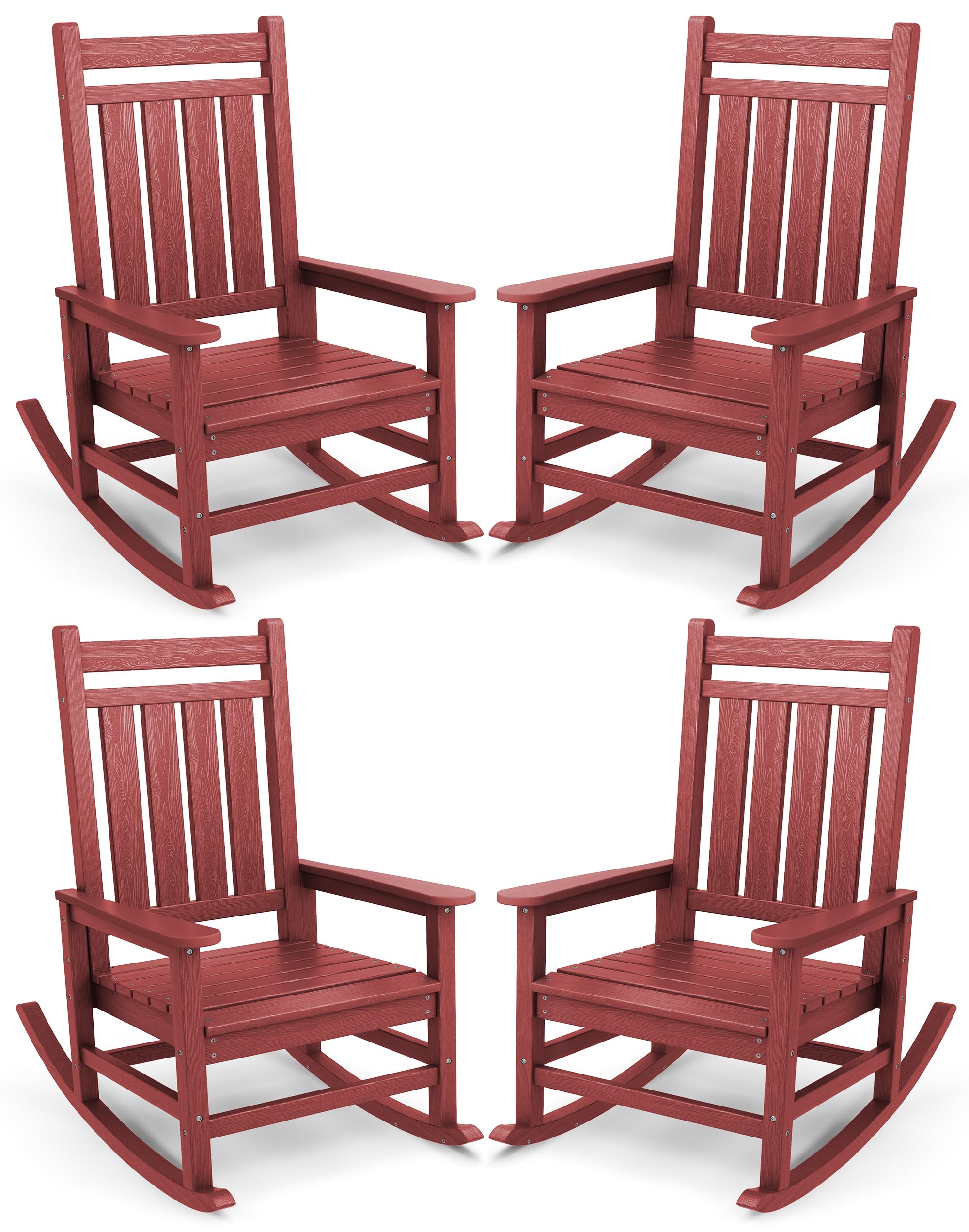 SERWALL Oversized Outdoor Rocking Chair Set of 2, HDPE Rocker for Adults, Patio Rocking Chairs for Porch, Blue