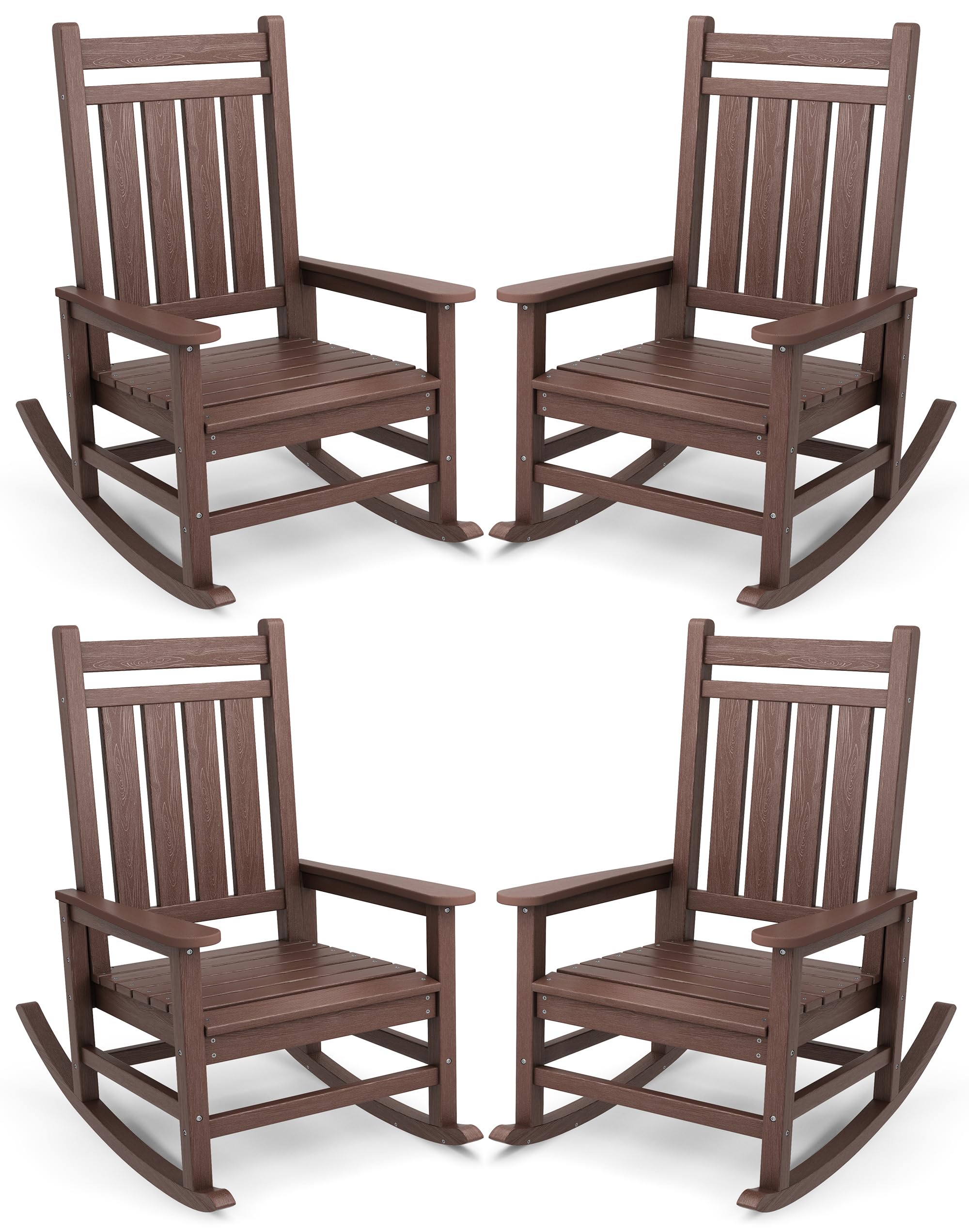 SERWALL Oversized Outdoor Rocking Chair Set of 2, HDPE Rocker for Adults, Patio Rocking Chairs for Porch, Blue