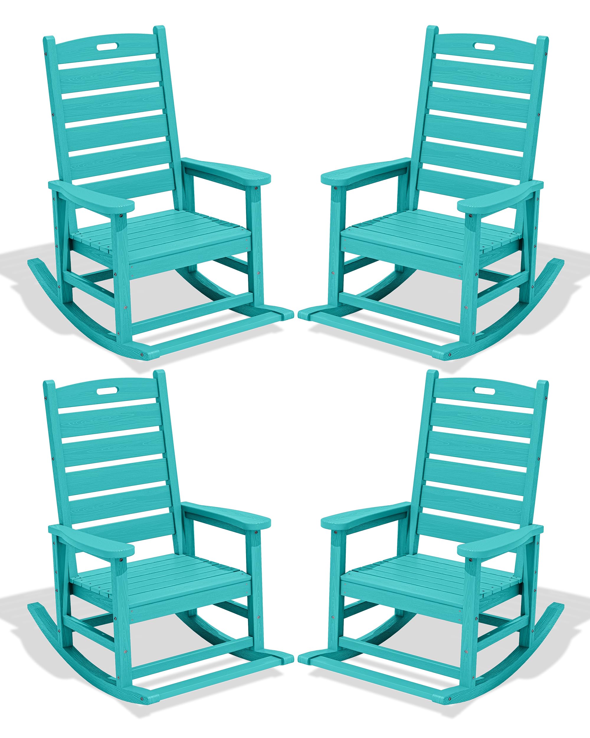 SERWALL Outdoor Rocking Chair Set of 2, Oversized Rocking Chair with Footboard for Adults, HDPE All Weather Resistant Rocking Chairs for Patio, 350lbs Weight Capacity, Gray