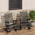 Black Garvee 2-Pack HDPE High Back Outdoor Rocking Chairs with Side Table All Weather Patio Porch Furniture