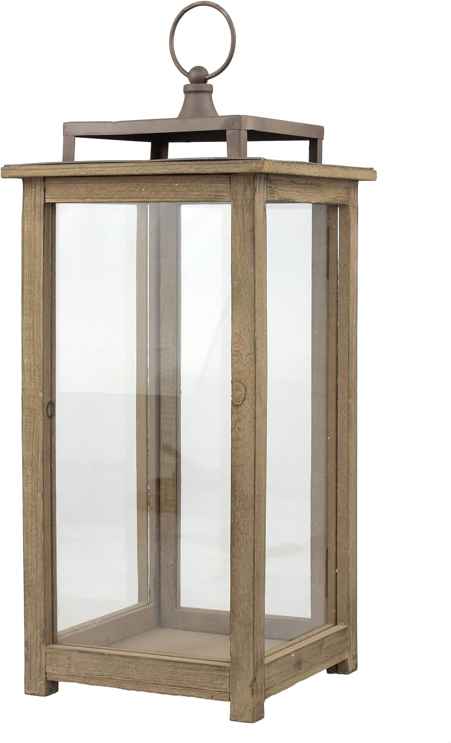Stonebriar 18 Inch Rustic Wooden Candle Hurricane Lantern, For Table Top, Mantle, Wall Hanging, or Garden Display, Indoor & Outdoor Use, Extra Large