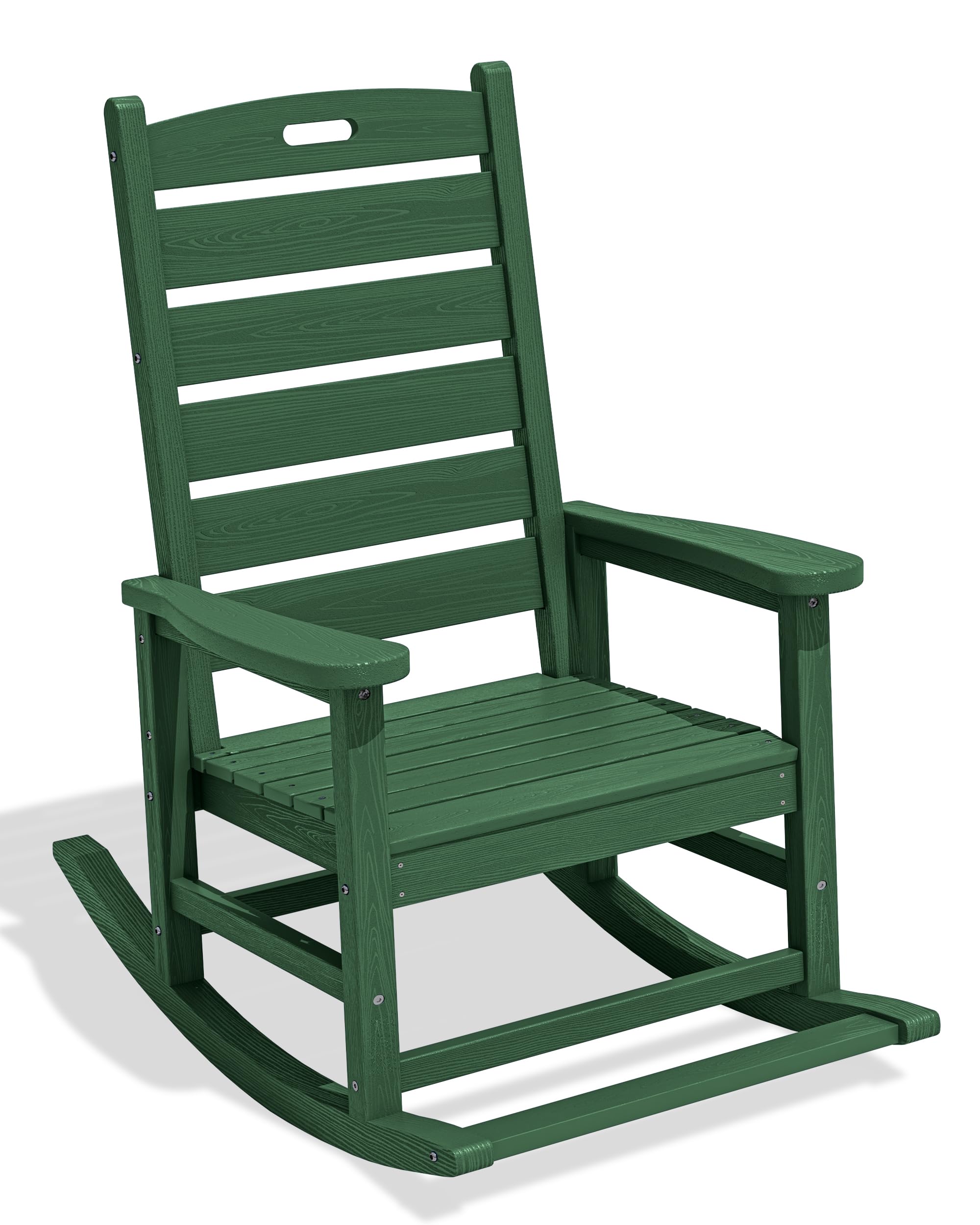 SERWALL Outdoor Rocking Chair Set of 2, Oversized Rocking Chair with Footboard for Adults, HDPE All Weather Resistant Rocking Chairs for Patio, 350lbs Weight Capacity, Gray