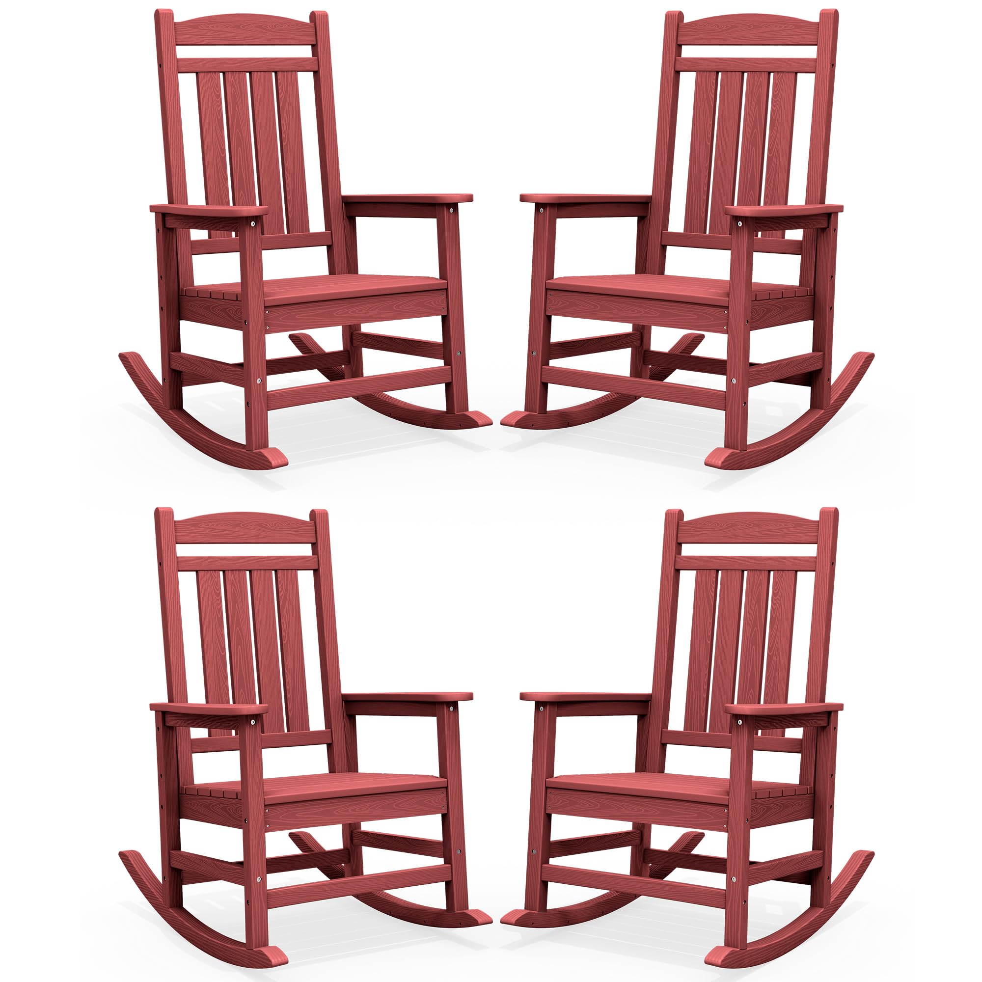 SERWALL Oversized Outdoor Rocking Chairs Set of 2, Oversized HDPE Porch Rockers for Adults, All-Weather Composite Patio Rocking Chairs, White