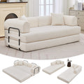 Beige GarveeHome 79" 4-in-1 Corduroy Convertible Folding Sleeper Sofa Bed with Pillow No Assembly