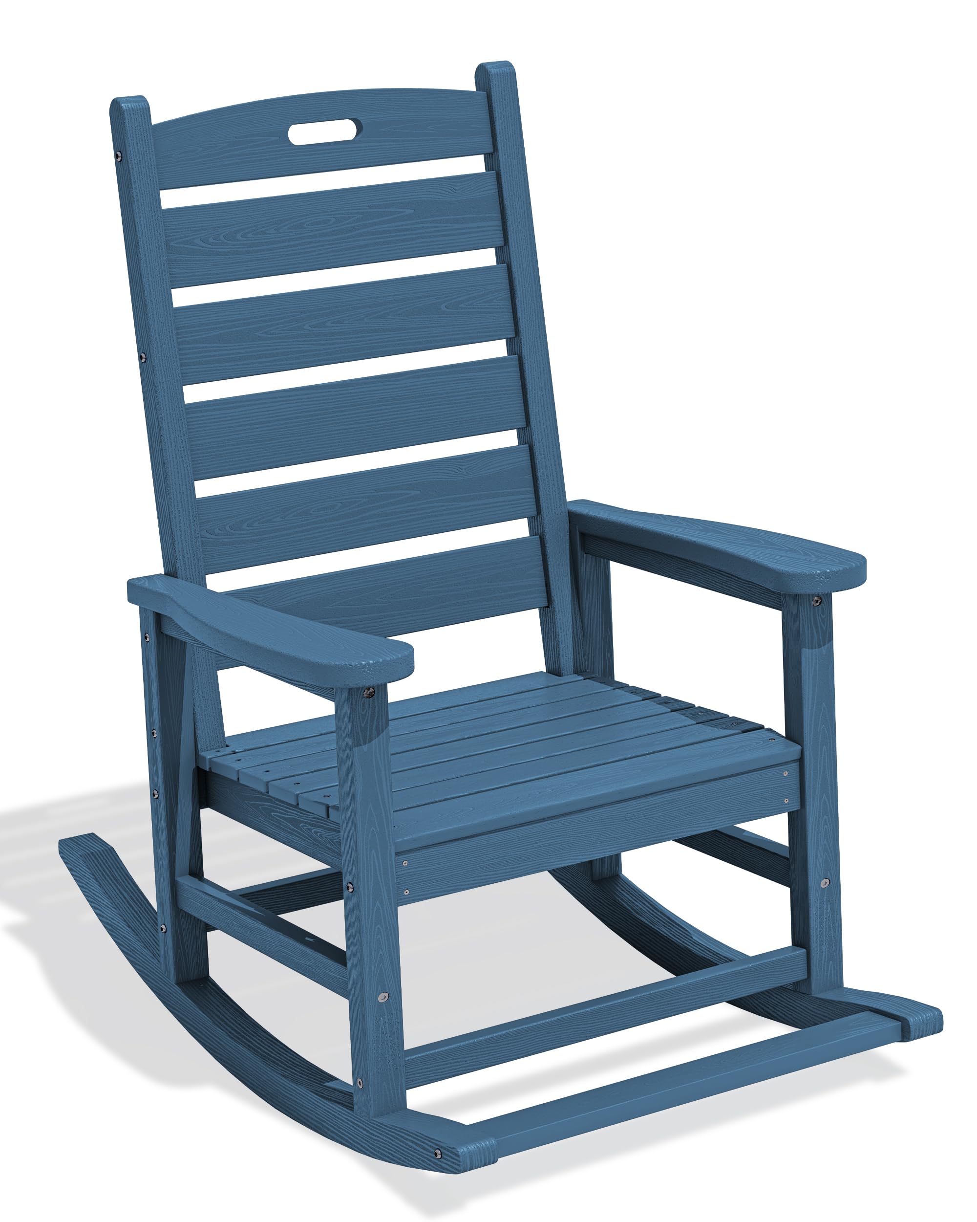 SERWALL Outdoor Rocking Chair Set of 2, Oversized Rocking Chair with Footboard for Adults, HDPE All Weather Resistant Rocking Chairs for Patio, 350lbs Weight Capacity, Gray