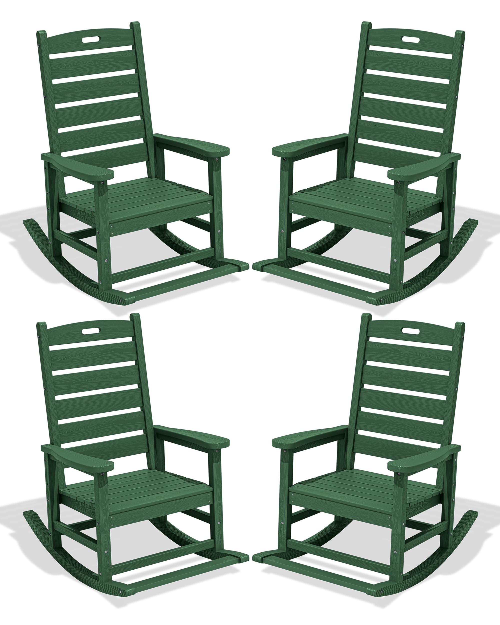 SERWALL Outdoor Rocking Chair Set of 2, Oversized Rocking Chair with Footboard for Adults, HDPE All Weather Resistant Rocking Chairs for Patio, 350lbs Weight Capacity, Gray
