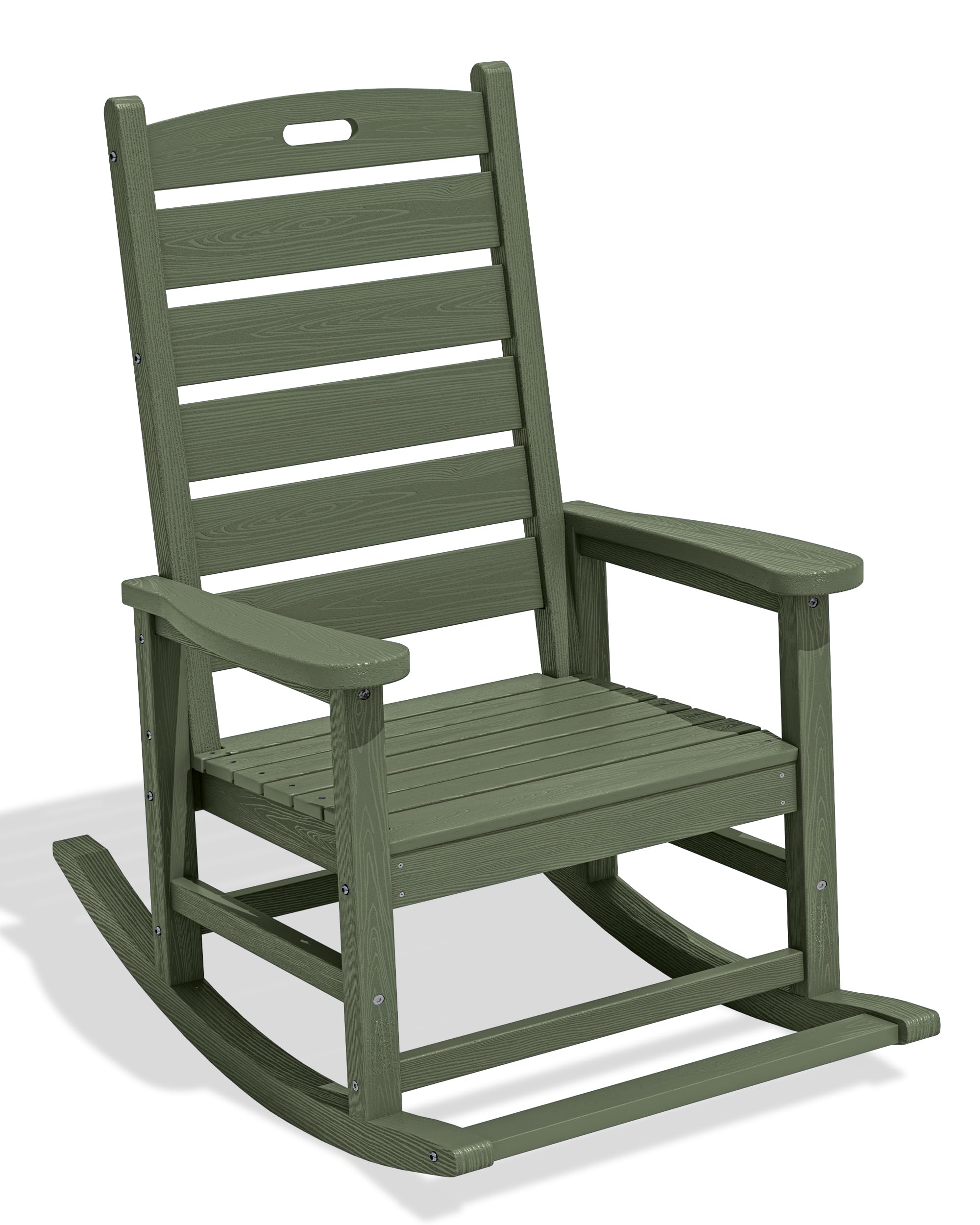 SERWALL Outdoor Rocking Chair Set of 2, Oversized Rocking Chair with Footboard for Adults, HDPE All Weather Resistant Rocking Chairs for Patio, 350lbs Weight Capacity, Gray