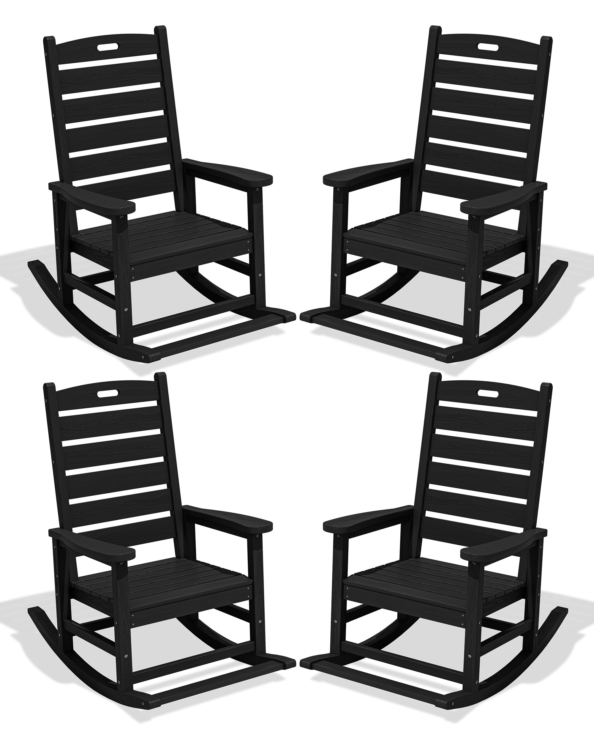SERWALL Outdoor Rocking Chair Set of 2, Oversized Rocking Chair with Footboard for Adults, HDPE All Weather Resistant Rocking Chairs for Patio, 350lbs Weight Capacity, Gray