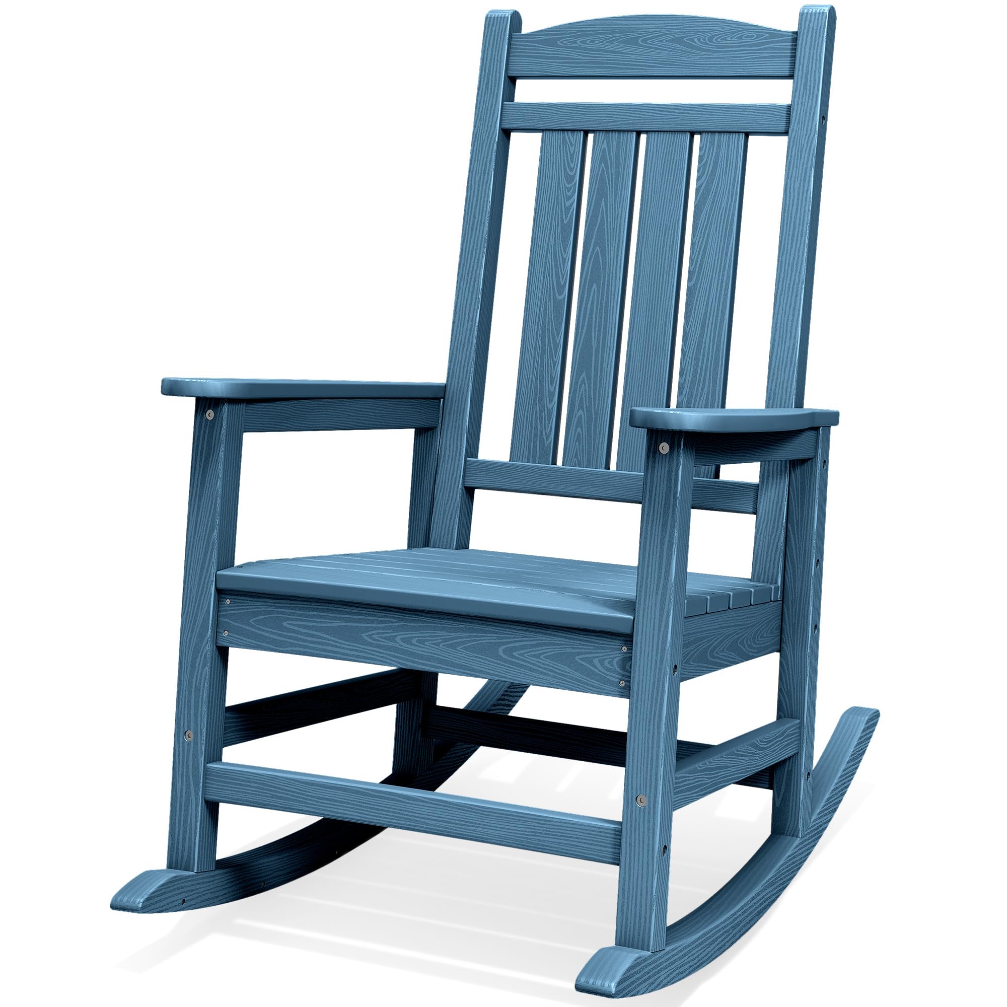 SERWALL Oversized Outdoor Rocking Chairs Set of 2, Oversized HDPE Porch Rockers for Adults, All-Weather Composite Patio Rocking Chairs, White