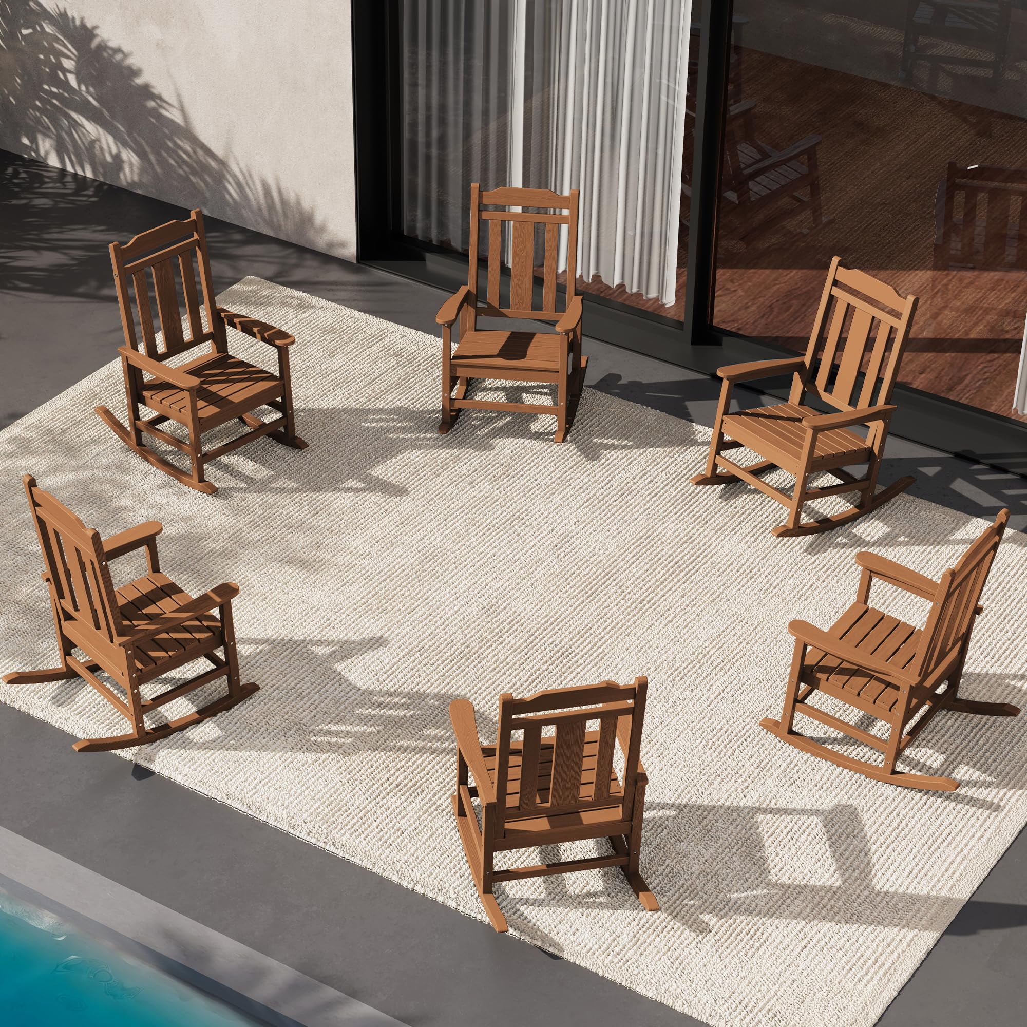 SERWALL Black Outdoor Rocking Chair Set of 2, All Weather Patio Rocking Chair, HDPE Poly Rocking Chair for Adults, Heavy Duty Front Porch Rocker