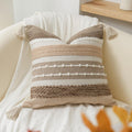 BlissBlush Coastal Blue Boho Decorative Throw Pillow Cover 18x18 Modern Bohemian Accent Pillow Case Square Woven Textured Farmhouse Pillows for Couch Bed (Pack of 1)