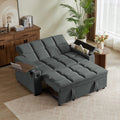 hansones 65'' 3-in-1 Folding Convertible Sofa Bed, Pullout Sofa, Modern Chenille Fabric, 360° Swivel Side Table, Easy Assembly, Perfect for Living Room, Black